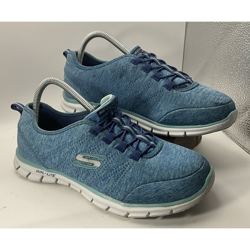Skechers Glider Electricity Blue Aqua Bungee Slip On Sneaker Women's 8 SN 2270